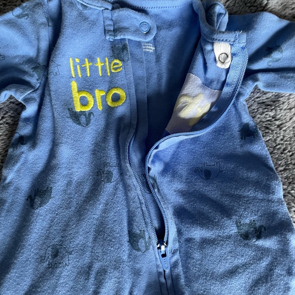 Carter's Blue and Yellow 'Little Brother' Footie - Picture 4 of 7
